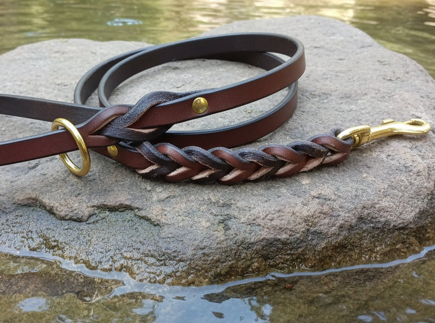 4' × 5/8" braided brown leash