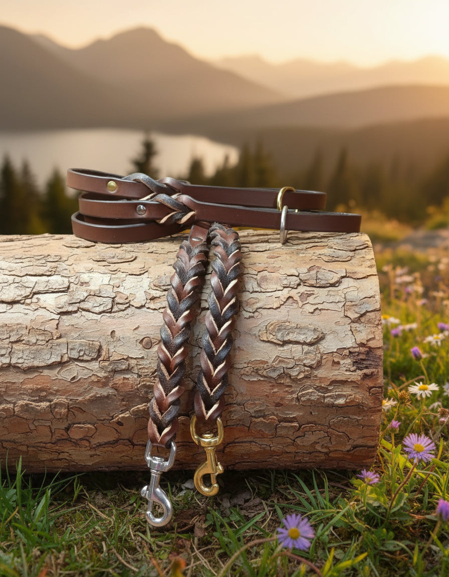 4' × 5/8" braided brown leash