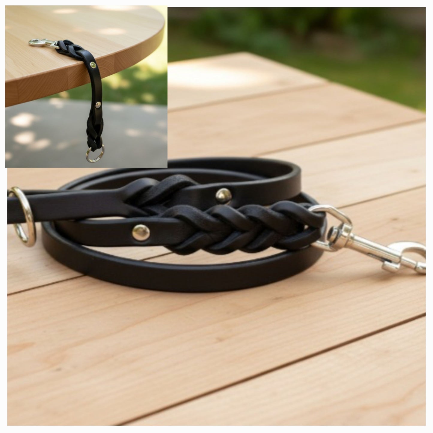 4' ×1/2" black braided tab and leash set