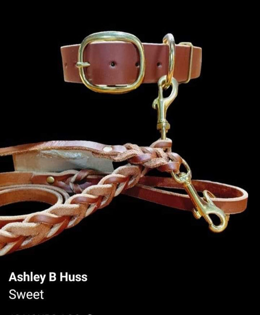 Wide leather collar 1.5"