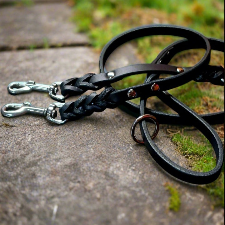 4' ×1/2" black braided tab and leash set