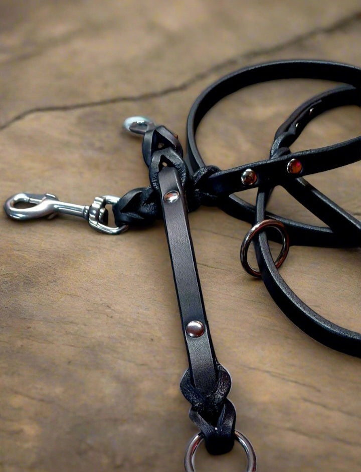 4' ×1/2" black braided tab and leash set