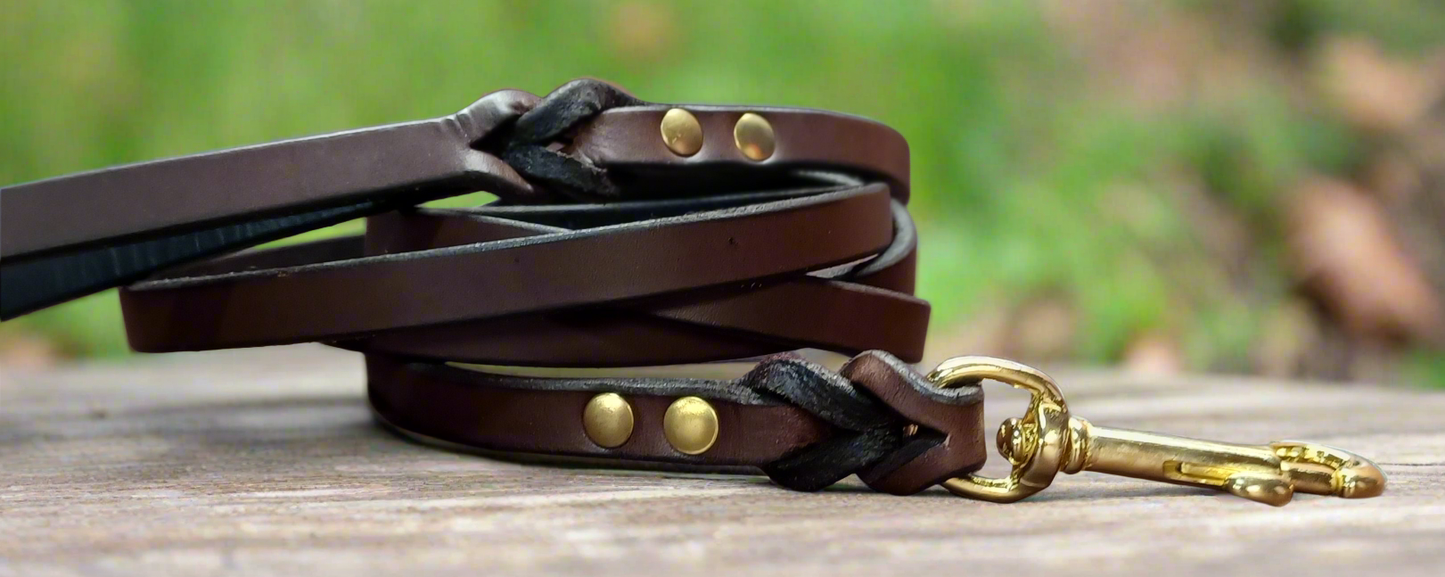 6' × 1/2" choclate brown obedience leash