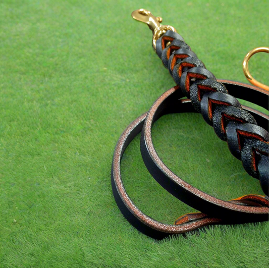 4'× 1/2" Black and burnt orange leash