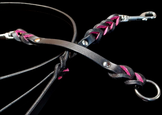 Black and pink leash and  training tab set