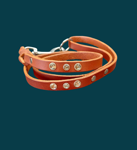 1/2  braided leather Chestnut Show Leash