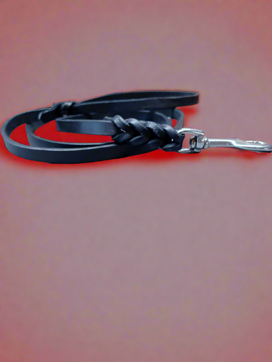 5' foot black braided leash no ring
