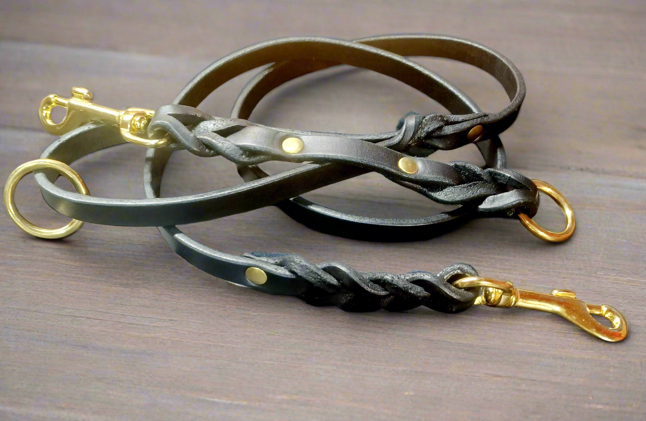 4' ×1/2" black braided tab and leash set