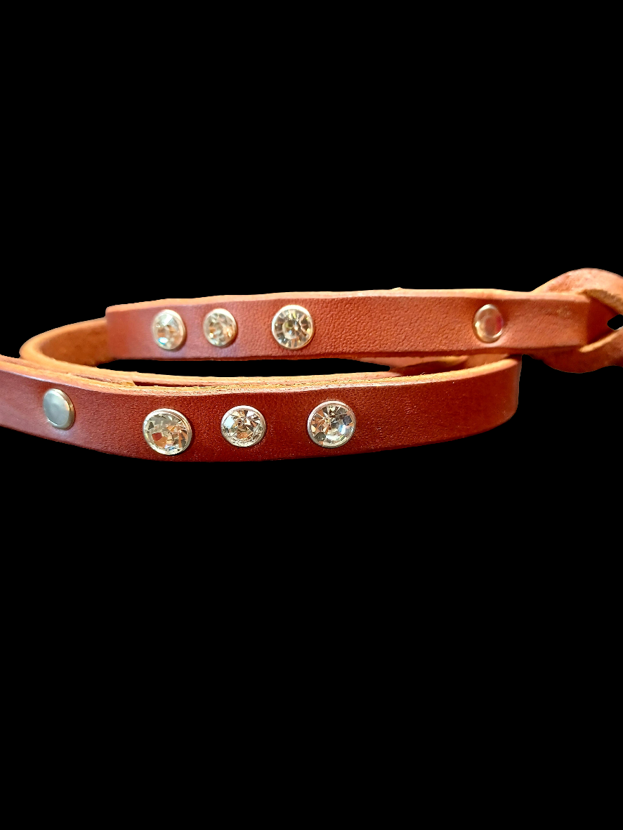 1/2  braided leather Chestnut Show Leash