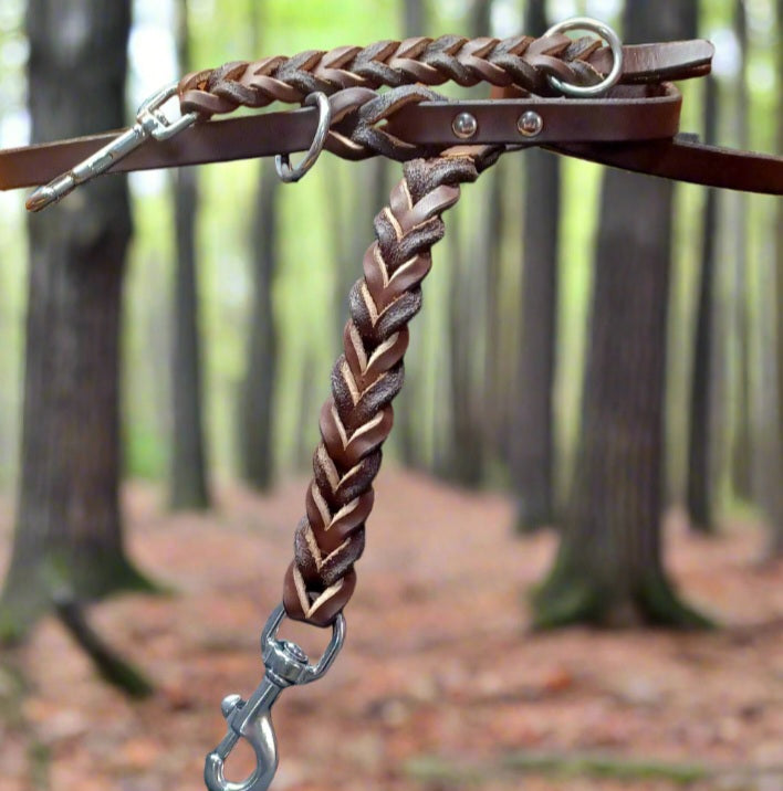 4' × 5/8"  braided latigo leash and fully braided tab , choclate brown