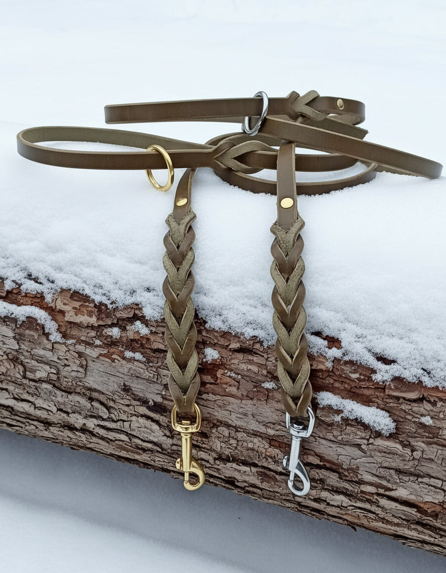 4' × 1/2" long braided leash with ring